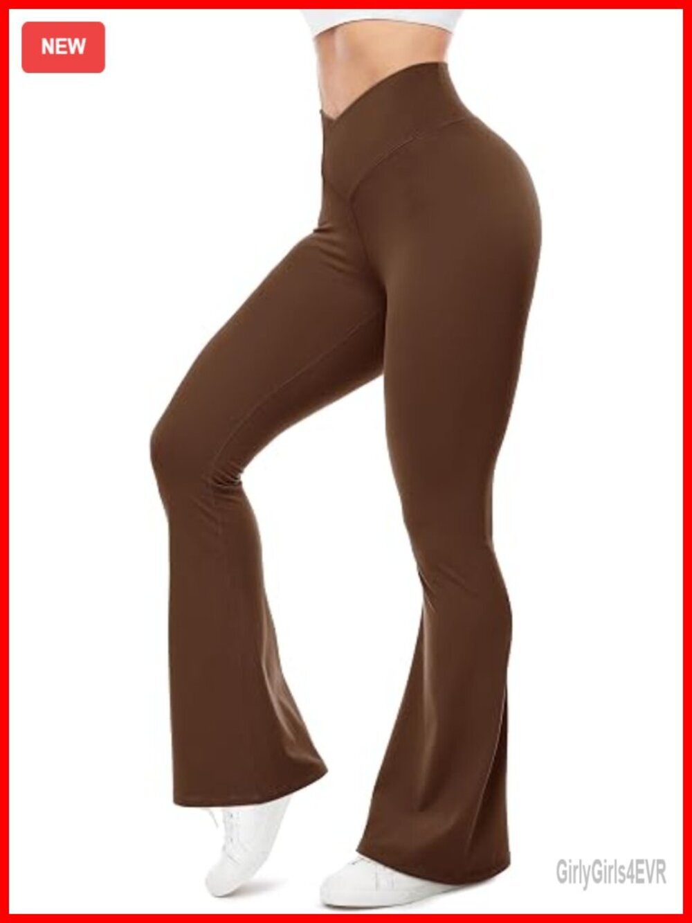 Flare Leggings with Tummy Control, V Crossover High Waisted Yoga Pants, 29-33"